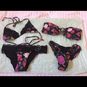 Beach bunny black/floral bikini set NWOT